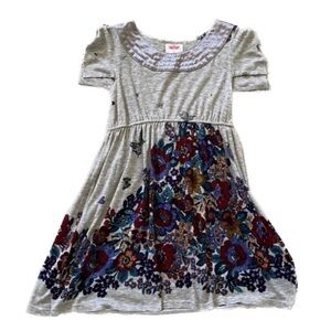 Today only!! Vintage Floral Mini Dress in Beige and Teal